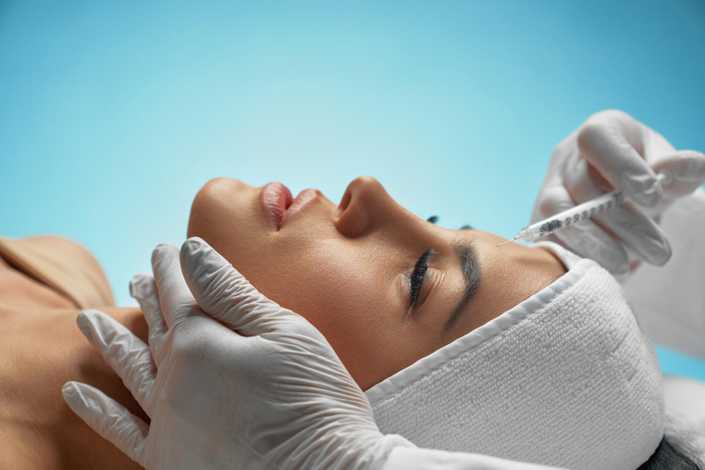 cosmetic botox injection female forehead